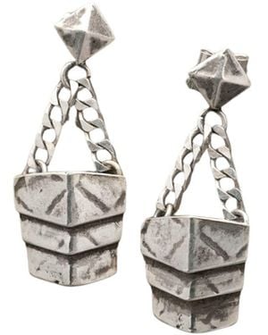 Zula Jewelry + Design Shield Stud Drop Earrings - Metallic