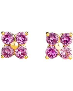 Juvetti Petale Earrings Set With Sapphires - Pink