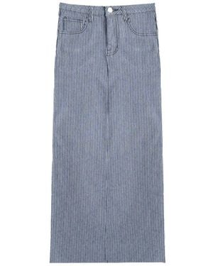Rave on Trend Pinstripe Denim Skirt - Blue