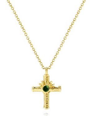Unaloe Celestial Cross Necklace With Sapphire - Metallic