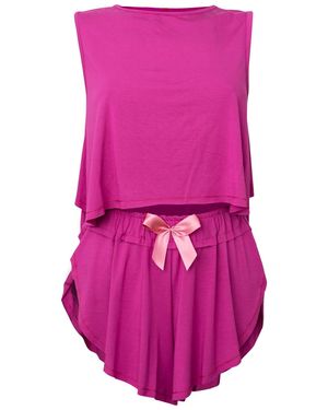 Loreen Label Crop Top & Butterfly Shorts - Pink