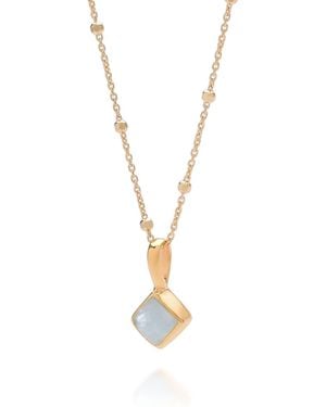 Nellou Jewellery Diamond Aquamarine Necklace Birthstone March Plated Sterling - Metallic