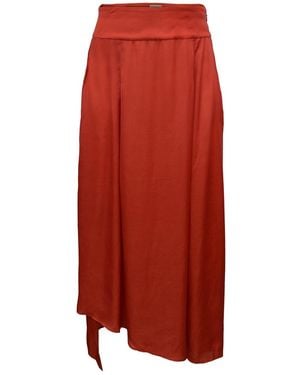 Shinaraa High-Waisted Asymmetrical Skirt - Red