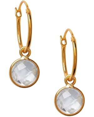 Goddess Charms Neutrals Clear Quartz Power Stone Earrings - Metallic