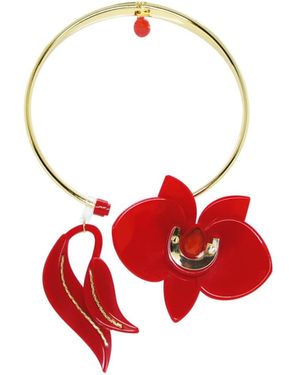 Gissa Bicalho Acrylic Handmade Necklace Orchid Deco - Red