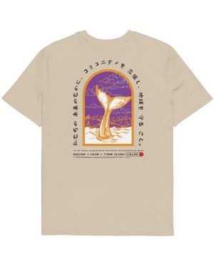 Anchor and Crew Neutrals Desert Dust Think Ocean Eight Japan Gurafiku Organic Cotton T-Shirt - Natural