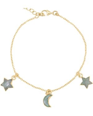 Luna Charles Amelia Aventurine Star & Moon Charm Bracelet - Metallic