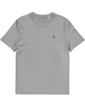Anchor and Crew Heather Ampersand Signature Organic Cotton Embroidered T-Shirt - Gray