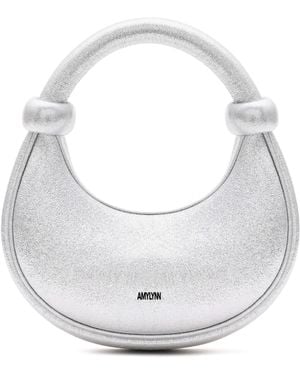 Amy Lynn Kyoto Sparkle Leather Crossbody Crescent Bag - White