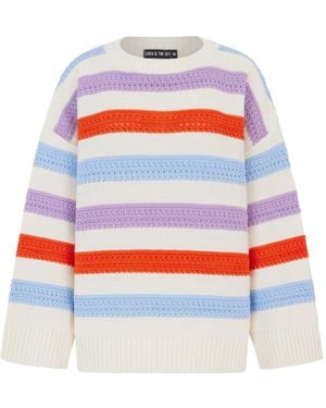 Cara & The Sky Lauren Crochet Stripe Jumper - Red