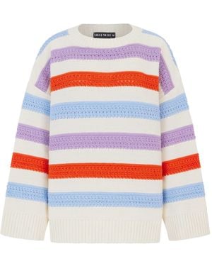 Cara & The Sky Lauren Crochet Stripe Jumper - Red