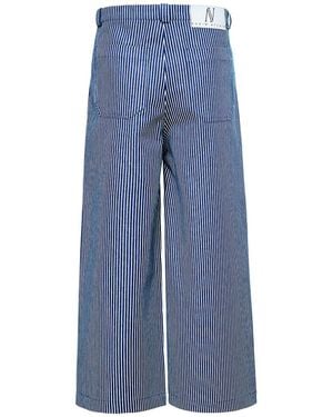 Audrey Vallens Denim Affair Stripe Wide Crop Jeans - Blue