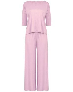 Oh!Zuza Jackie Loungewear Pyjama Set With Wide-Leg Trousers – Lilac - Pink