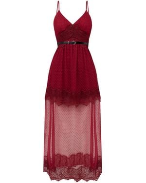 Sour Figs Sheer Dotted Lace Layered Maxi Dress