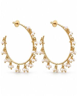 Lalinde Lady Mini Pearls Hoops - Metallic