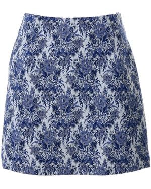 Louche Aubin Wedgewood Jacquard A-Line Mini Skirt - Blue