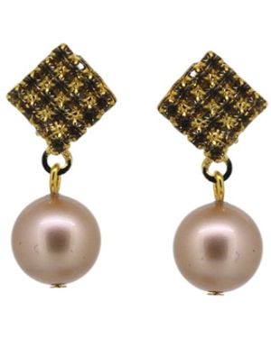 Vickisarge Neutrals Champagne Pearl Drop Earrings - Metallic