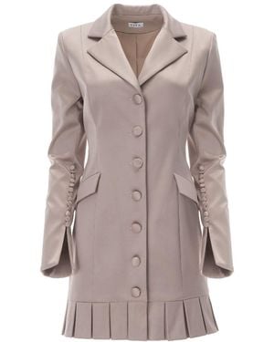 Lita Couture Elegant Mini Dress With Buttons And Pleats - Brown