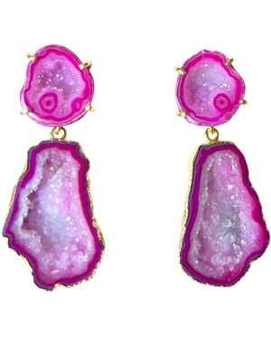 Magpie Rose Double Cocktail Earrings - Pink