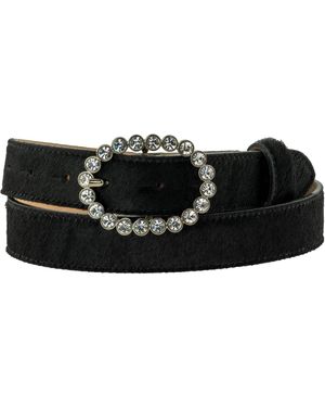 Peachy Belts Ltd Cowhide Belt & Oval Diamante Buckle - Black