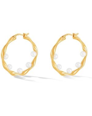 Dower & Hall Waterfall Baroque Pearl Hoops - Metallic