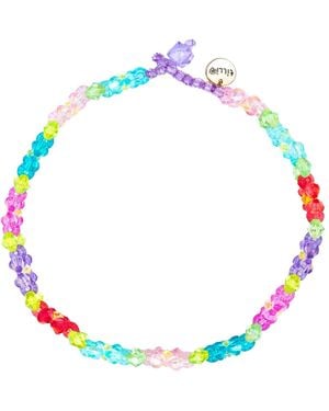 Tillie Beads Sunflower Sparkle Choker Bead Necklace - Blue