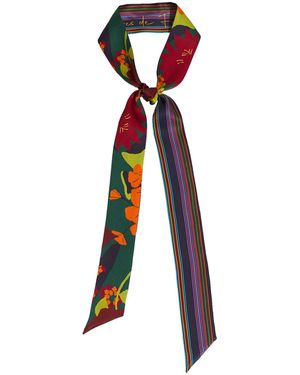 Lost Pattern Frida X Lost Pattern Frida's Garden Silk Skinny Scarf - Blue