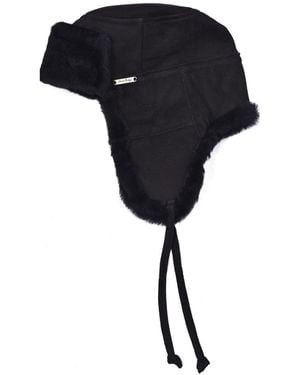 Owen Barry Sheepskin Trapper Hat Garth - Black