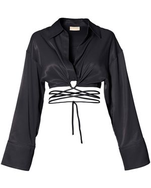 AGGI by HALEWSKI Lauren Glossy Blouse - Black