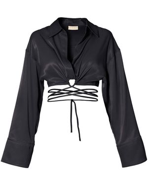 AGGI by HALEWSKI Lauren Glossy Blouse - Black
