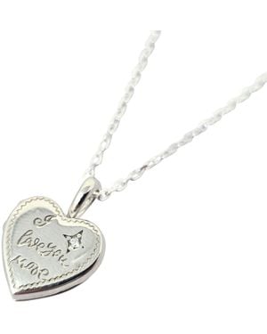 Sophelia I Love You More Heart Charm Sterling Locket Necklace - White