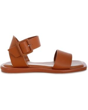 Rag & Co Tayana Chunky Buckle Strap Flats - Brown