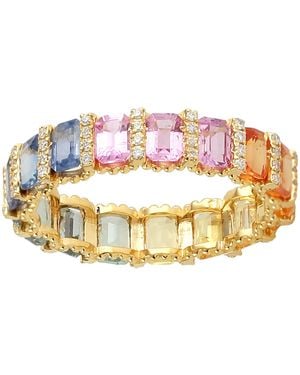 Artisan Sapphire & Diamond Eternity Band Ring - Metallic
