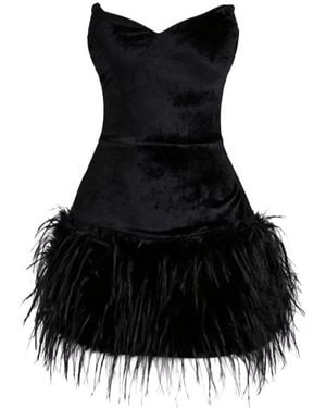 Date Boutique Scarlett Feather Mini Dress - Black
