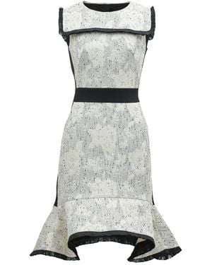 Smart and Joy Tailored Brocade Dress With Contrasting Braids - Grey