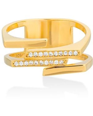 Shabella Nyc Dual Rectangular Signet - Metallic