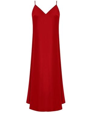 Avenue 8 Silk Lace Midi Slip Dress - Red