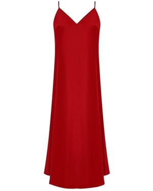 Avenue 8 Lace Detailed Midi Dress - Red