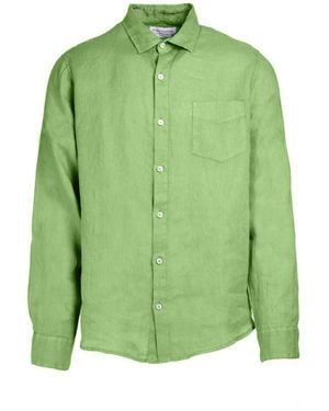 Haris Cotton Long Sleeved Front Pocket Linen Shirt - Green