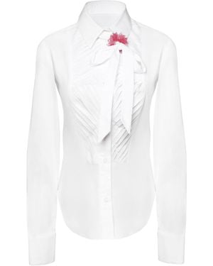 Madebyza Pleated Statement Shirt With Handcrafted Oya Detail - White