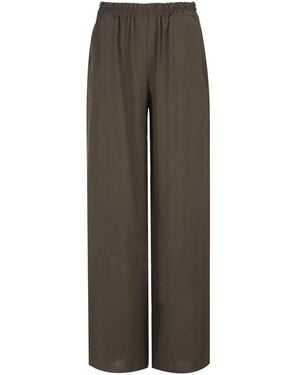 Conquista Khaki Elegance Wide-Leg Trousers - Brown
