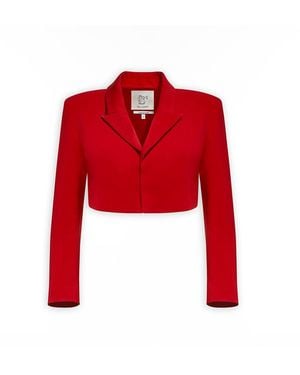 Maison sél Cropped Woven Jacket – - Red