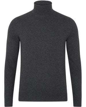 Paul James Knitwear Ultra Fine Cotton Atwod Roll Neck Jumper - Blue