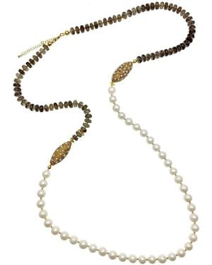 Farra Smoky Quartz With Freshwater Pearls Multi-Way Necklace - Brown