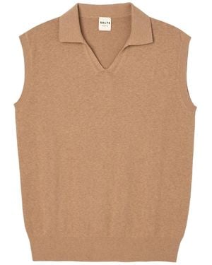Salts Cashmere Neutrals Polo Collar Tank - Natural