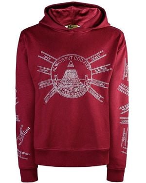 Miracles Manifester God First Affirmation Hoodie With Rhinestone Design - Red