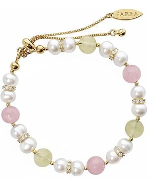 Farra Macaron Rose Quartz Citrine & Pearls Bracelet - Metallic