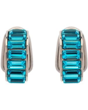 Emma Holland Jewellery Platinum Aqua Baguette Crystal Clip Earrings - Blue