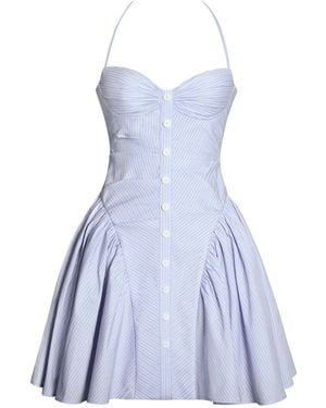 Miss Circle New York Melody Baby Railroad Stripe Halter Drop Waist Mini Dress - Blue