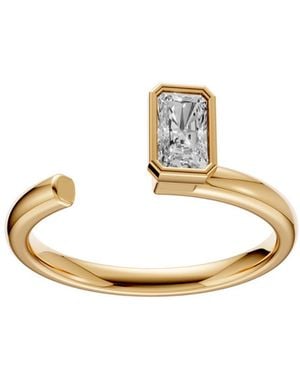 Aya Fine Jewelry Radiant Cut Lab Grown Diamond Bezel Open Ring - Metallic